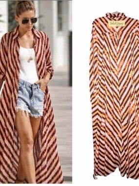 NWT Jaded Gypsy chevron stripe maxi duster or dress.